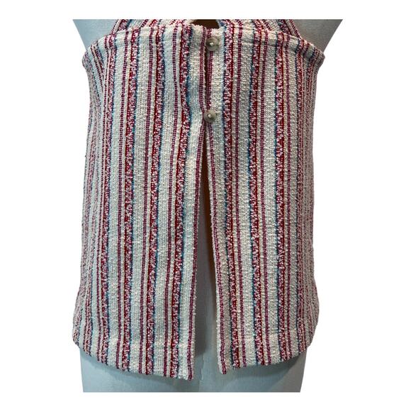 Madewell Shirt Womens Size XS Boucle Stripe Cross Open Back Tank Top - Picture 7 of 12